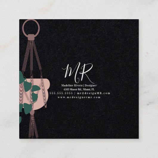 プラントシッター·マカルム·アぶら下がったーティストの植物 スクエア名刺 (裏面)