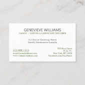 プラントバラエティーガーデンデザイン造園 名刺 (裏面)