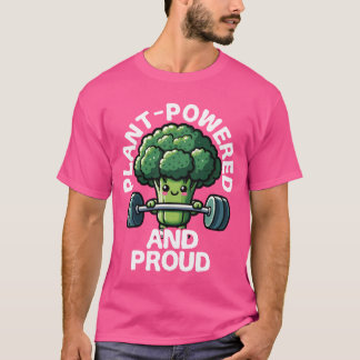 プラントパワード&プラウド ブロッコリー ウェイトリフティング v tシャツ