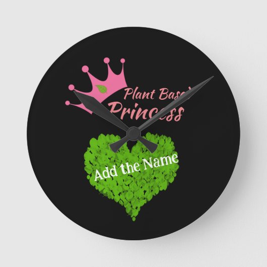 プラントベースの壁時計パーソナライズされたビーガンギフト ラウンド壁時計 (正面)