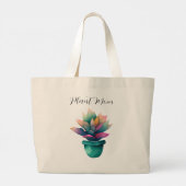 プラントマカラフルム水彩植物 ラージトートバッグ (裏面)