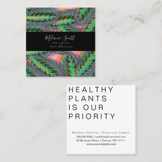 プラントマランタ祈りの言葉カラテアイラストレーション スクエア名刺 (正面/裏面)