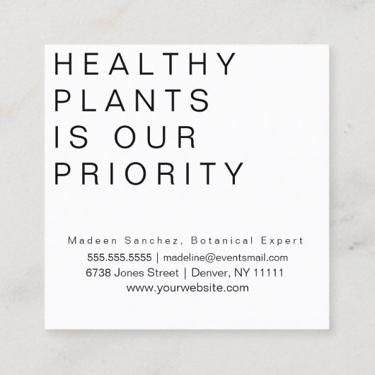 プラントマランタ祈りの言葉カラテアイラストレーション スクエア名刺 (裏面)