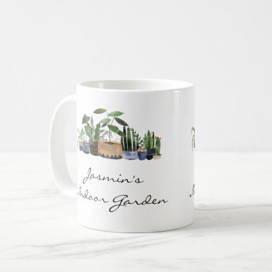 プラントラバーズグリーンハウスプラントパーソナライズされた コーヒーマグカップ (正面左)