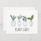 プラントレディーラインアートプラントズイラストレーション ポストカード (正面/裏面)