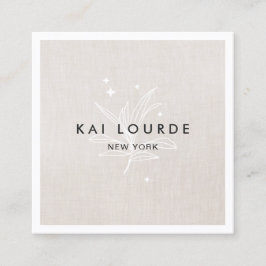 プラント葉ベージュスクエアビジネスカード スクエア名刺