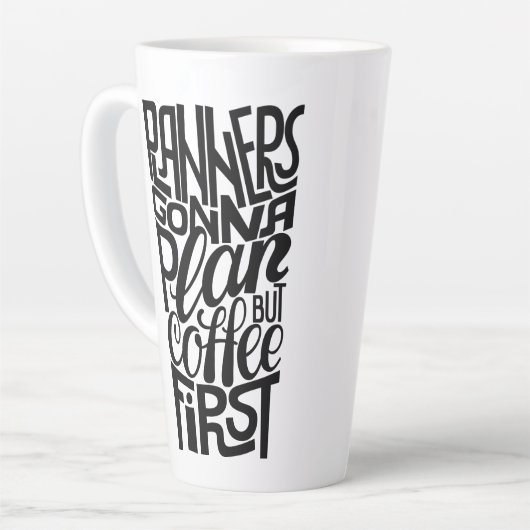 プランナーが最初のマグカップを計画するがコーヒー カフェラテマグ (左アングル)