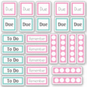 プランナーのスタンプがピンクのティール(緑がかった色)で覚える シール (正面)