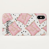 プランナーの女の子のピンクの金ゴールドの枕はパーソナライズに点を打ちます Case-Mate iPhoneケース (裏面(横))