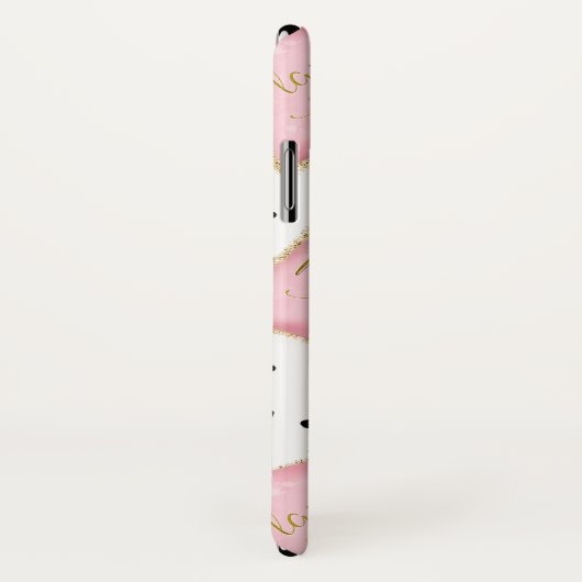 プランナーの女の子のピンクの金ゴールドの枕はパーソナライズに点を打ちます Case-Mate iPhoneケース (裏面/右)