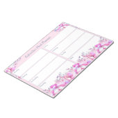 プランナーカスタムタイトル週間フローラピンクの水色 ノートパッド (アングル)