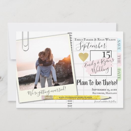 プランナー行頭文字の予定表の写真 セーブザデート (正面)