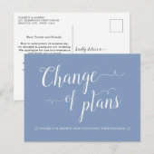プラン変更 ダスティーブルー 結婚式延期のお知らせ 案内ポストカード (正面/裏面)