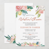 プラン変更 ブライダルピンク フローラル バーチャル シャワー 招待状 (正面/裏面)
