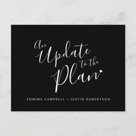 プラン白黒ハートの結婚更新がキャンセル 案内ポストカード (正面)