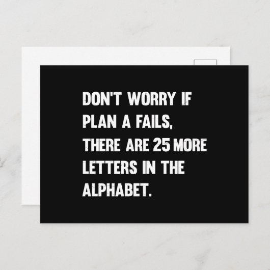 プランAがもし失敗するのを心配するな。 |ユーモア ポストカード (正面/裏面)