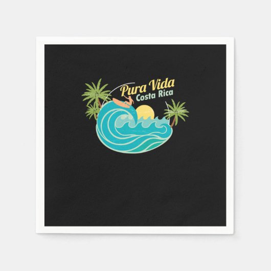 プラヴィダコスタリカバケーションビーチ海サイリン スタンダードカクテルナプキン (正面)