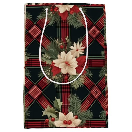 プラ市松模様にイドブラックワイン抱き枕 ミディアムペーパーバッグ (正面)