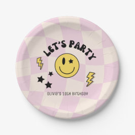 プリっぴいパステルピンクY2Kレトロ誕生日紙皿 ペーパープレート