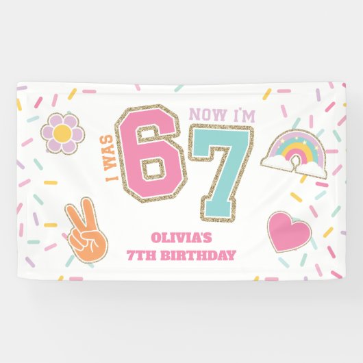 プリっぴいパッチ 私は6歳 7歳になりました 7歳の誕生日 横断幕 (横)