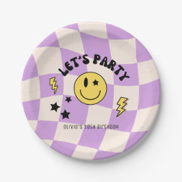 プリっぷるパープルY2Kレトロ誕生日紙皿 ペーパープレート