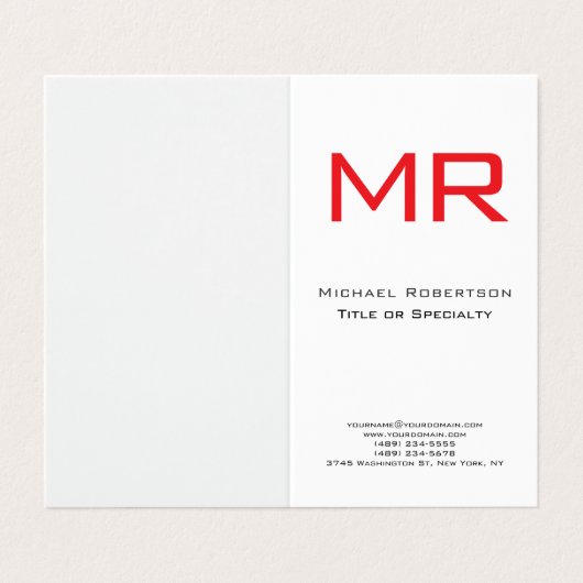 プリアンモノグラムレッドホワイトミニマリスト 名刺 (外部フラット)