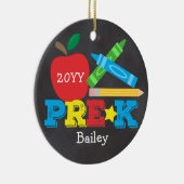 プリクプレスクール記念アップルのクレヨンChalkboard セラミックオーナメント (右)