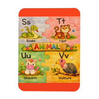 プリケー用動物アルファベット冷蔵庫マグネット S-V マグネット