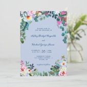 プリシアン ブルー & ペリウィンクル ボホ パラダイス フラワーズ 招待状 (スタンド正面)