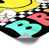 プリショールブル先生キッズレトロスマイル顔バック ポスター (角)