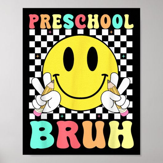 プリショールブル先生キッズレトロスマイル顔バック ポスター (正面)