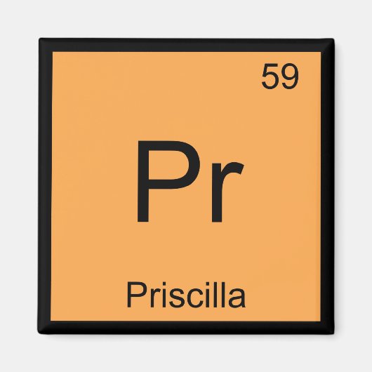 プリシラ名化学元素周期表 マグネット (正面)