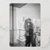 プリスキラクラシック結婚式の日付を保存 箔招待状 (裏面)