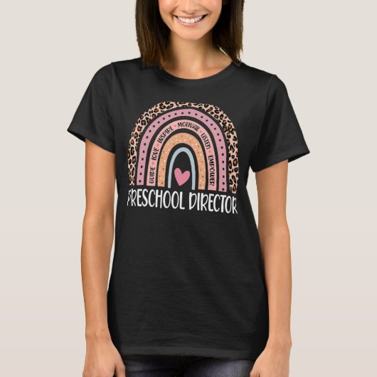 プリスクールおもしろいディレクターRainbow Leopard Print Pri Tシャツ (正面)