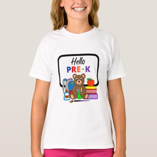 プリスクールにようこそ クマの女の子Tシャツ Tシャツ (正面)