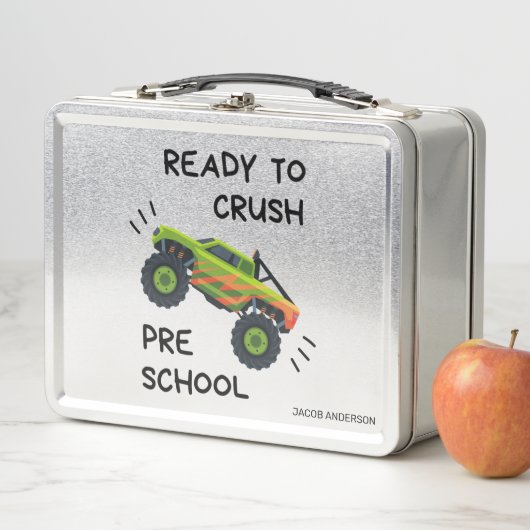 プリスクールのモンスタートラックを粉砕する準備ができている メタルランチボックス (インサイチュ)
