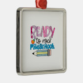 プリスクールのロック準備ができている メタルオーナメント (右)