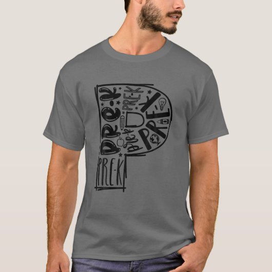 プリスクールタイポグラフィ先生 Tシャツ (正面)