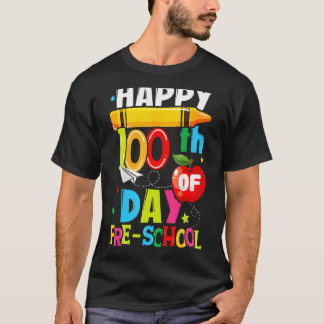 プリスクール先生キッズスクール100日目おめでとう Tシャツ