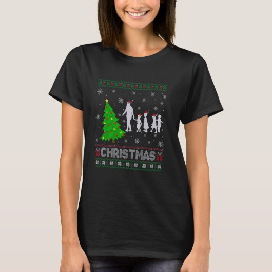 プリスクール先生クリスマスツリー照明醜いクリスマ Tシャツ (正面)