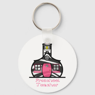 プリスクール先生ゼブラプリントスクールハウス キーホルダー