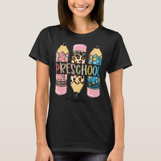 プリスクール先生ヒョウ鉛筆プレK先生 Tシャツ (正面)