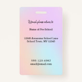 プリスクール先生写真IDバッジ虹ユニコーン バッジ (裏面)