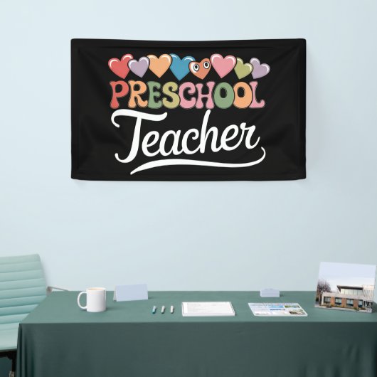 プリスクール先生初日グルービー新学期 横断幕 (トレードショー)