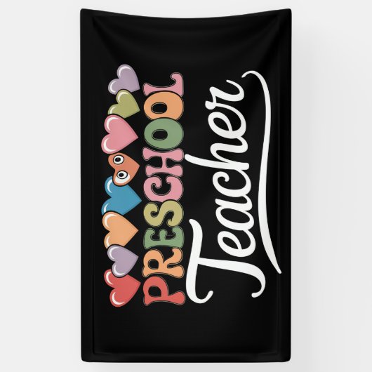 プリスクール先生初日グルービー新学期 横断幕 (縦)