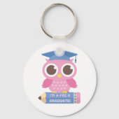 プリスクール卒業、プリスクールのキュートピンクフクロウ キーホルダー (正面)