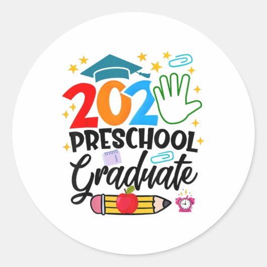 プリスクール卒業Pre-k Grad 2025 Preschool Gradu ラウンドシール (正面)
