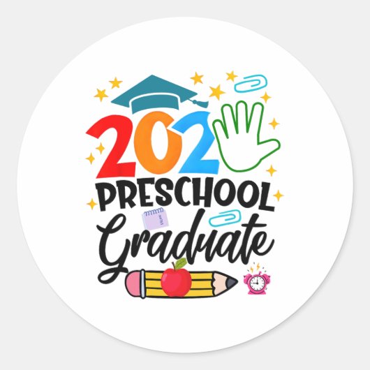 プリスクール卒業Pre-k Grad 2025 Preschool Gradu ラウンドシール (正面)