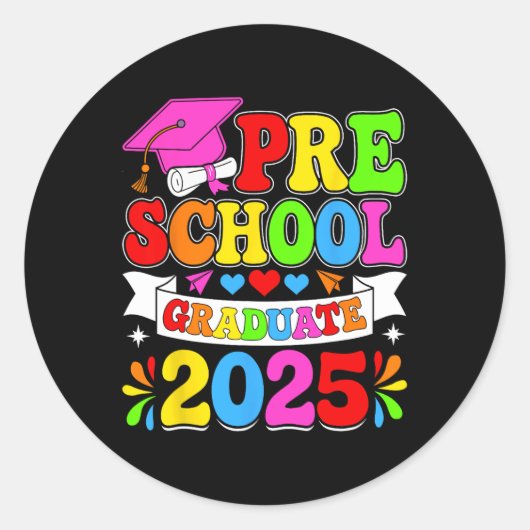 プリスクール卒業Pre-k Grad 2025 Preschool Gradu ラウンドシール (正面)
