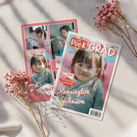 プリスクール大学院おもしろい写真雑誌カバー 案内状
